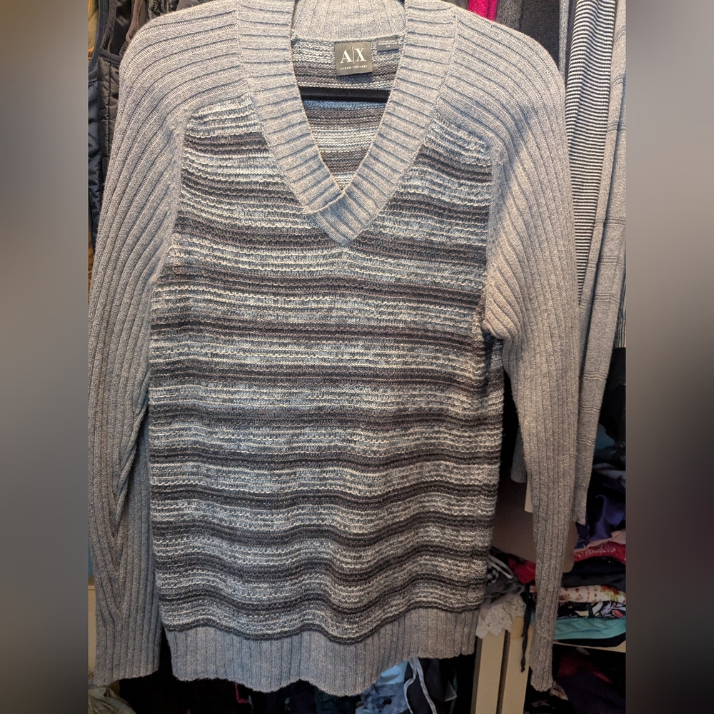 A/X Armani Exchange Gray V-Neck Sweater